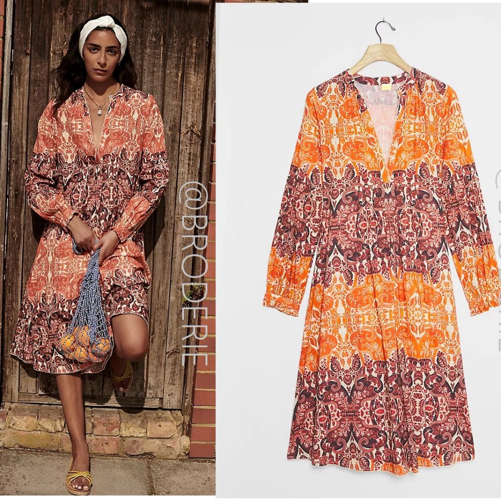 new Anthropologie Elayna Midi Dress